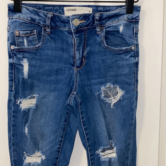 Lot of 2 Garage High Waist Junior’s Jeans Size 1 Ripped Distressed - Picture 2 of 15
